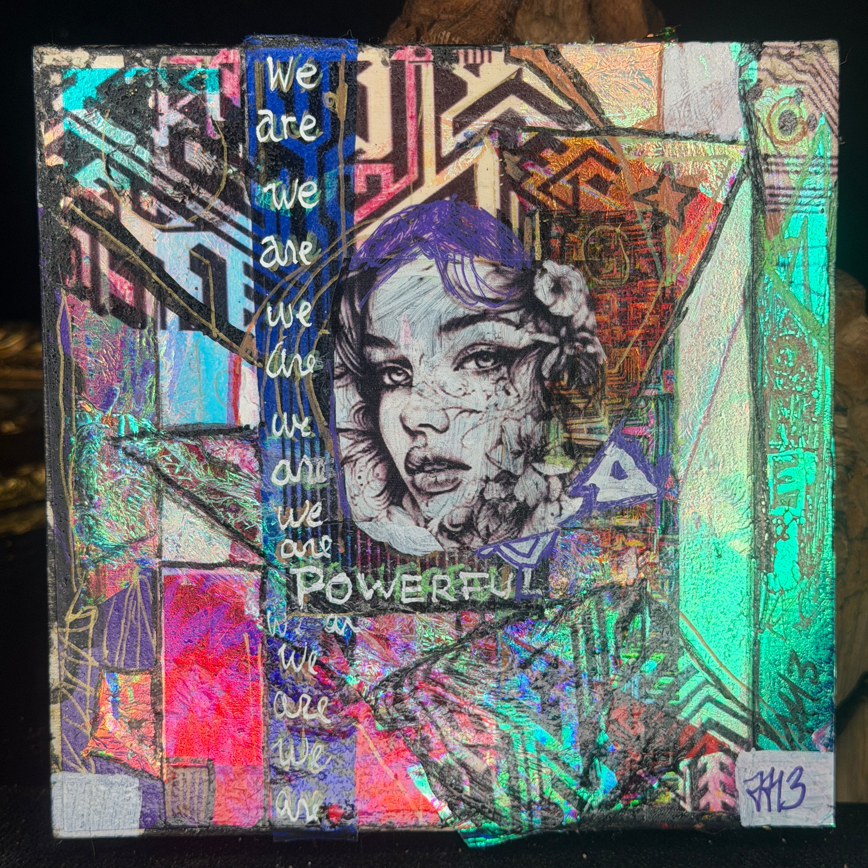 We Are Powerful Original Painting 6x6 Hand Embellished Print