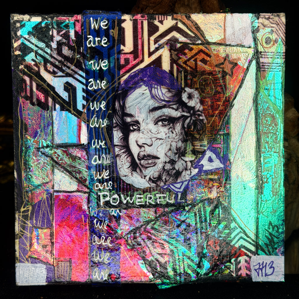 We Are Powerful Original Painting 6x6 Hand Embellished Print