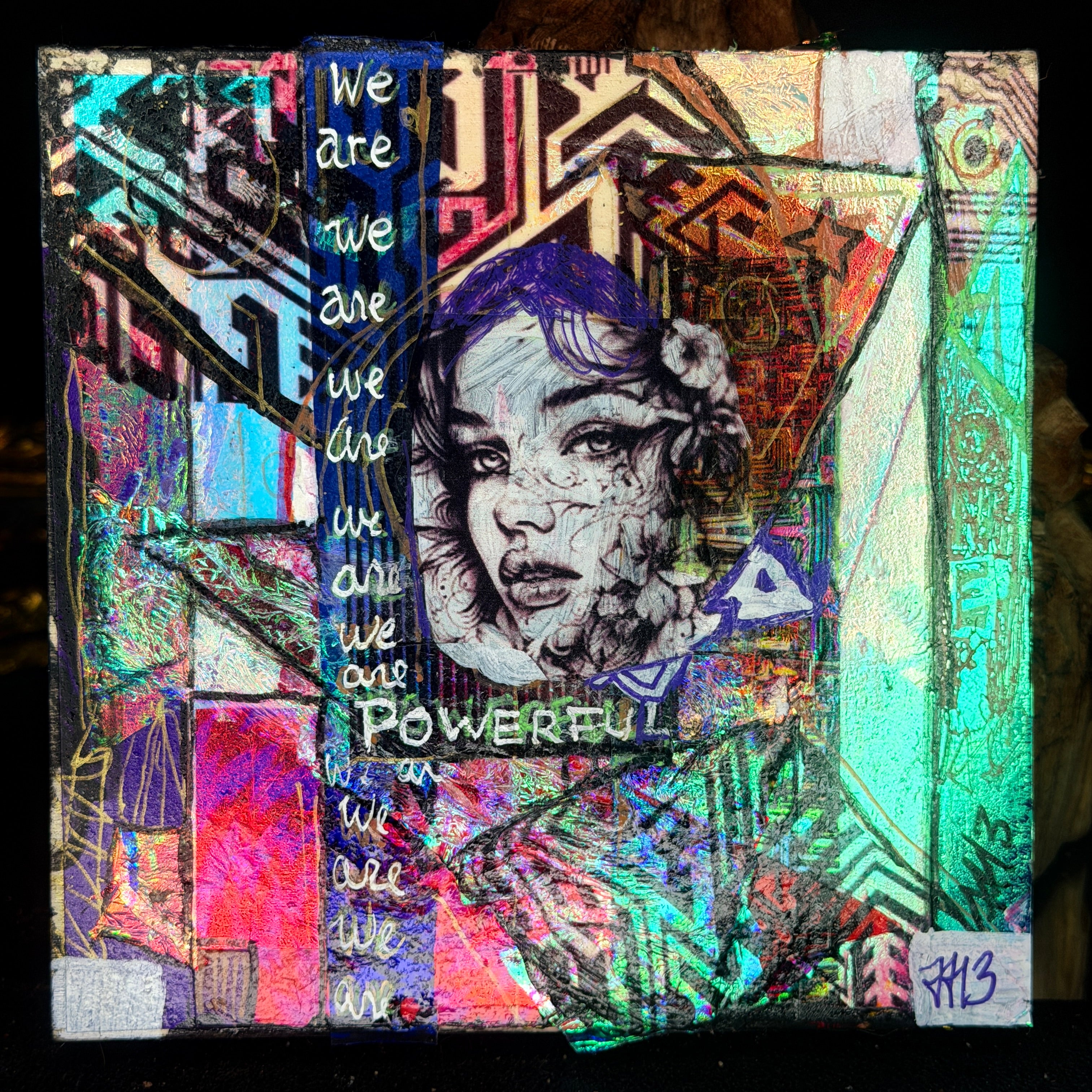 We Are Powerful Original Painting 6x6 Hand Embellished Print