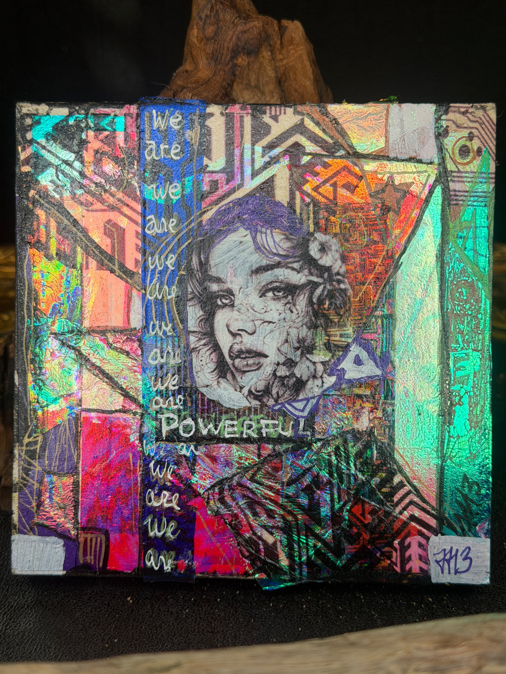 We Are Powerful Original Painting 6x6 Hand Embellished Print