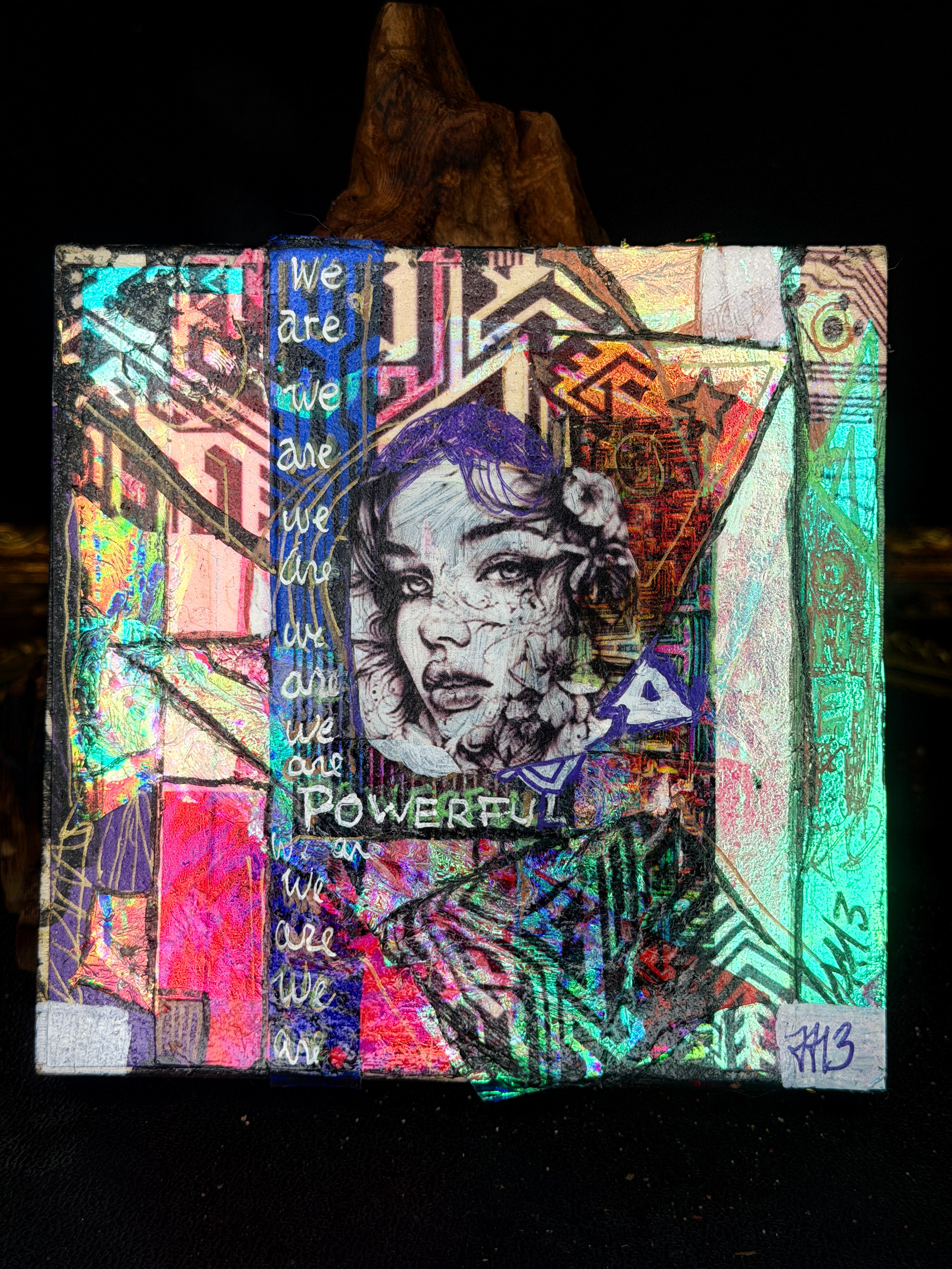 We Are Powerful Original Painting 6x6 Hand Embellished Print