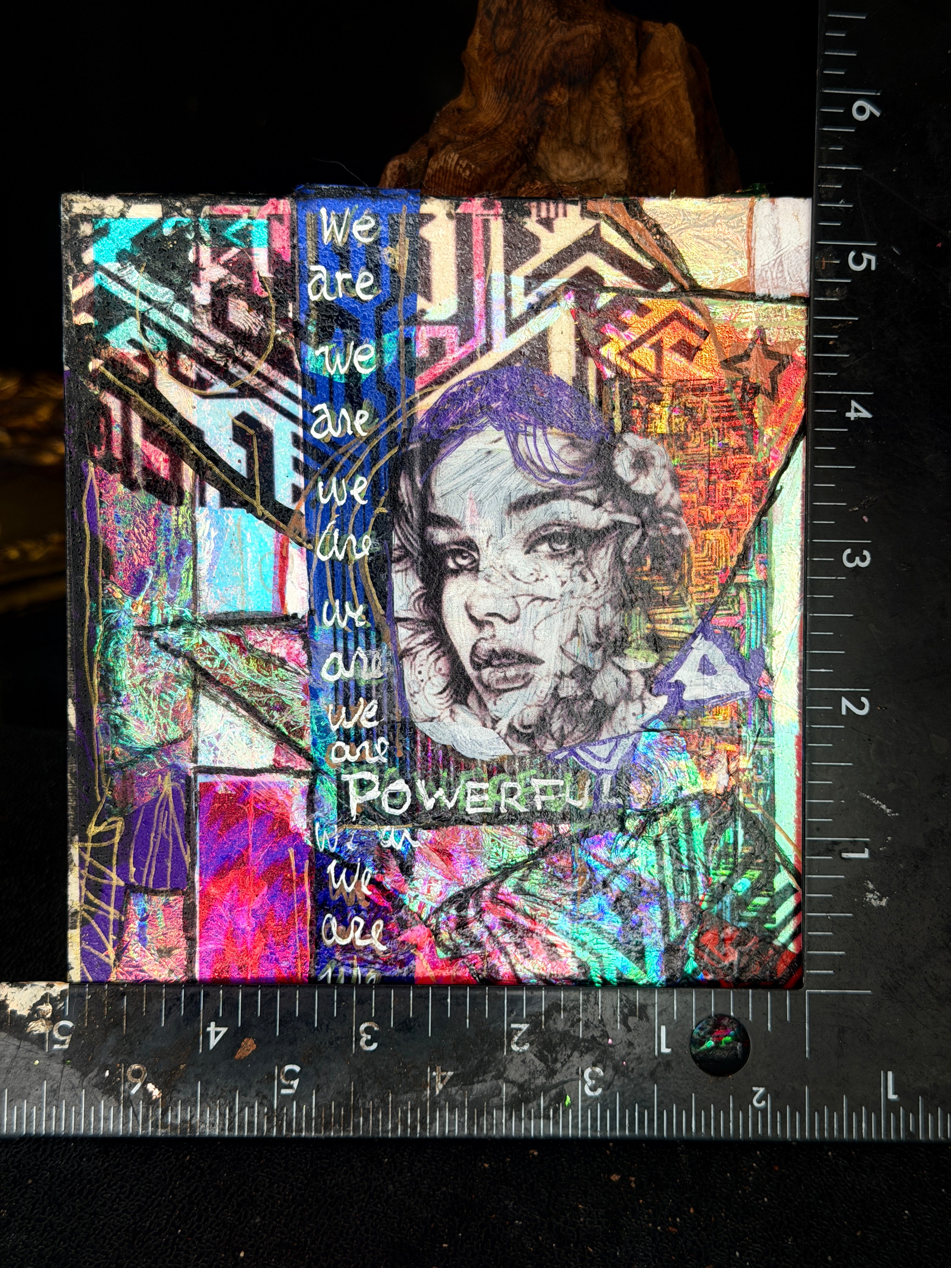 We Are Powerful Original Painting 6x6 Hand Embellished Print