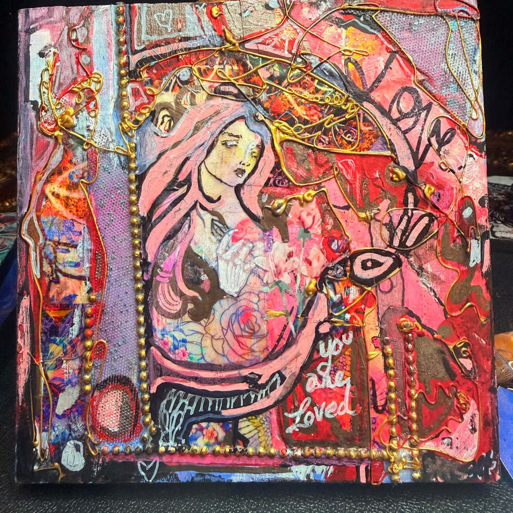 You Are Loved Original Painting 6x6 Mixed Media on Wood Panel