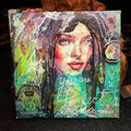 You Are Perfect Original Painting 5x5 Mixed Media Portrait Inspirational Art