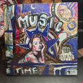 Music Time Original Painting 5x5 Mixed Media Hand Embellished Print