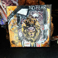 No Fear Original Painting 5x5 Mixed Media Hand Embellished Print