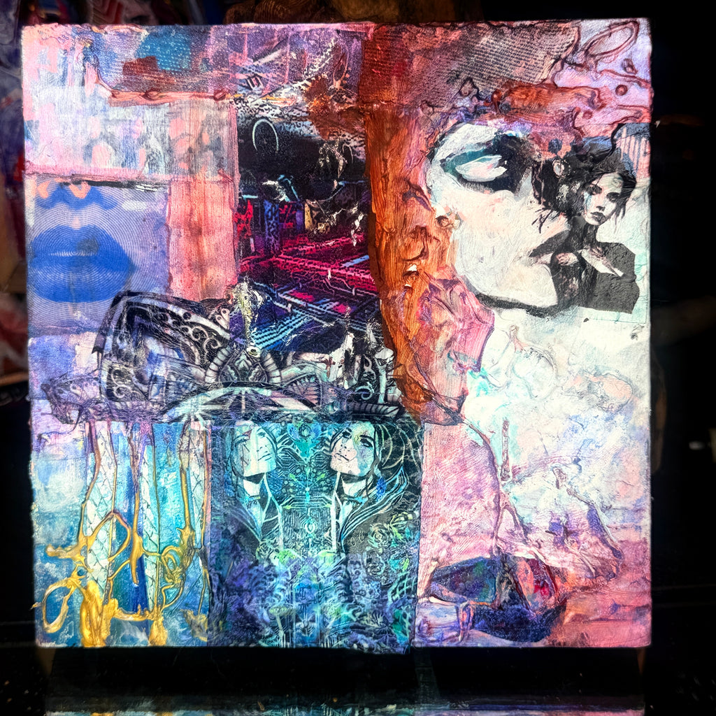 The Whisper Original Painting 6x6 Mixed Media Hand Embellished Print