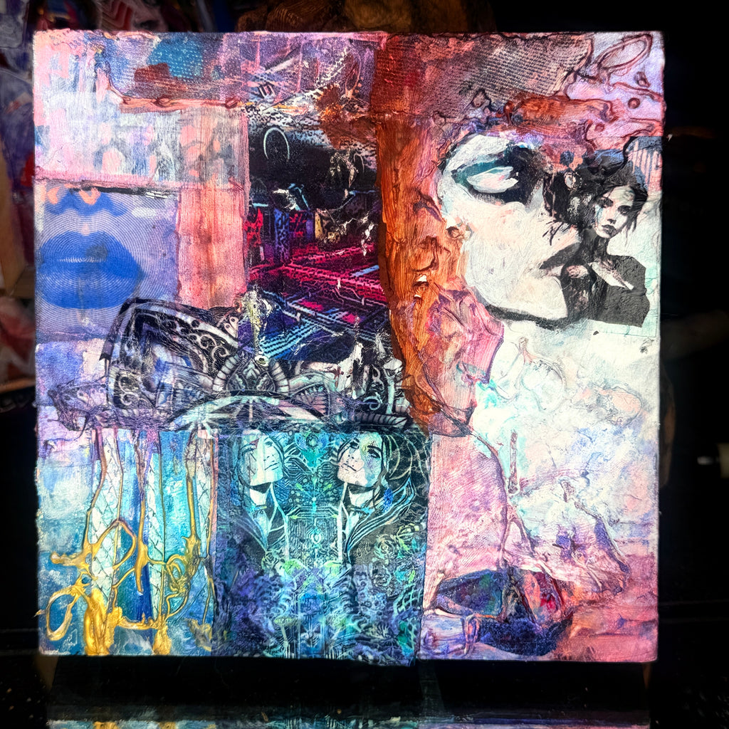 The Whisper Original Painting 6x6 Mixed Media Hand Embellished Print