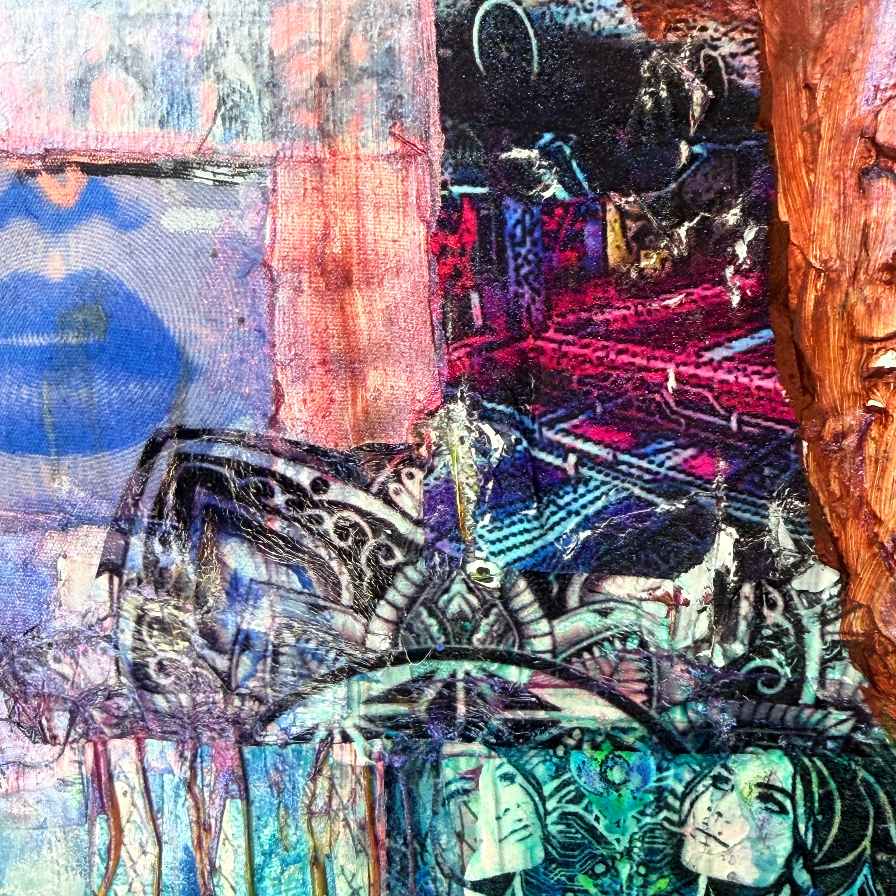 The Whisper Original Painting 6x6 Mixed Media Hand Embellished Print