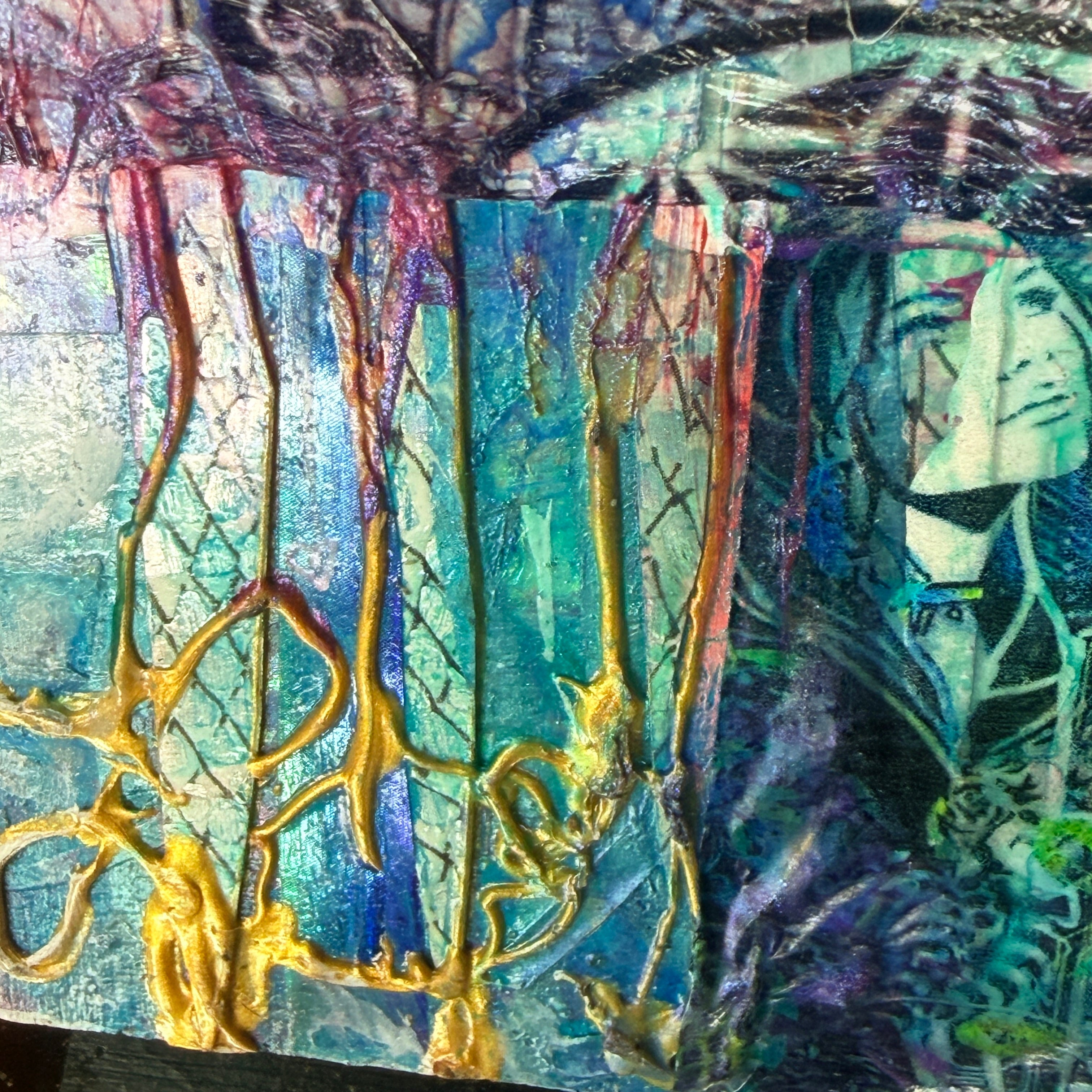 The Whisper Original Painting 6x6 Mixed Media Hand Embellished Print