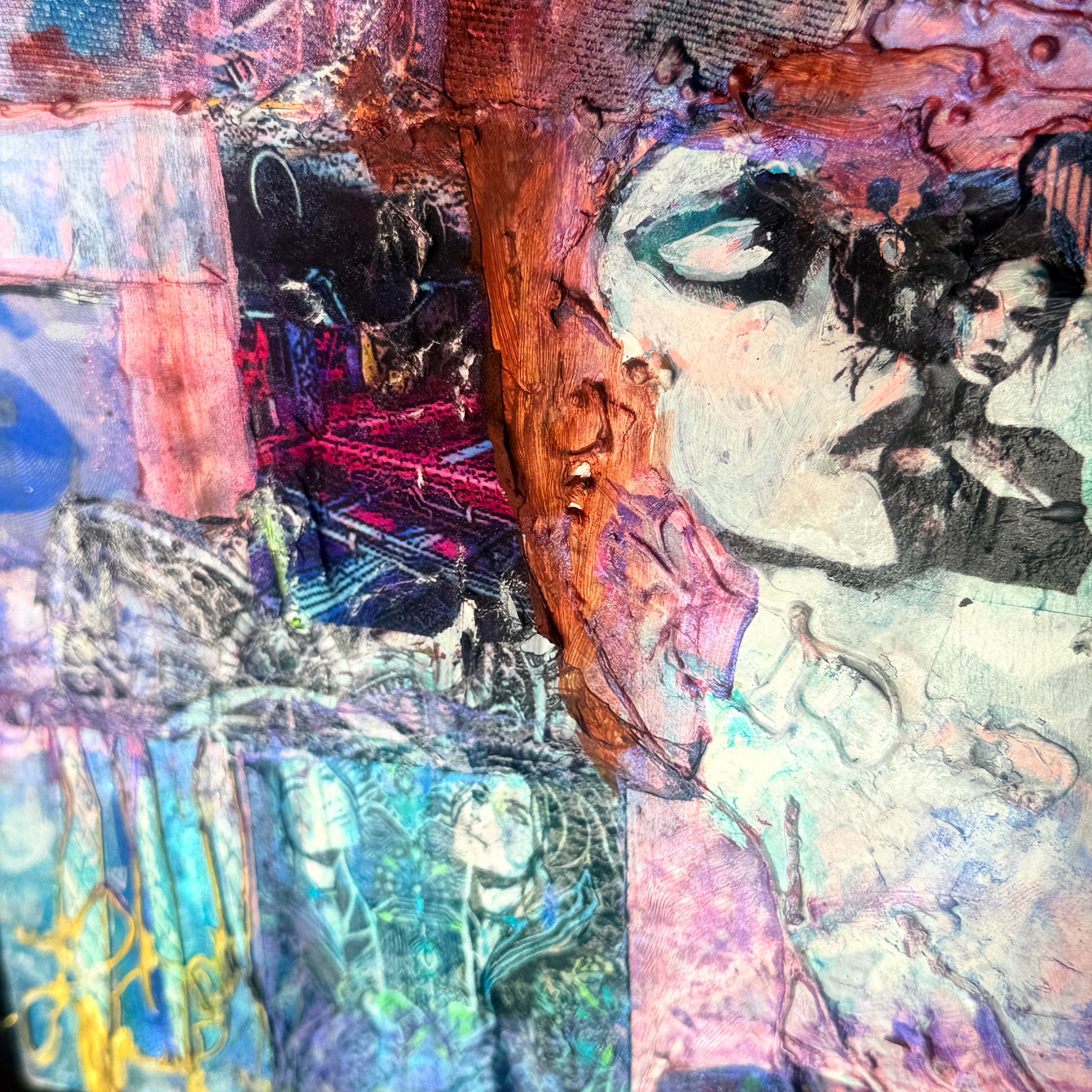 The Whisper Original Painting 6x6 Mixed Media Hand Embellished Print