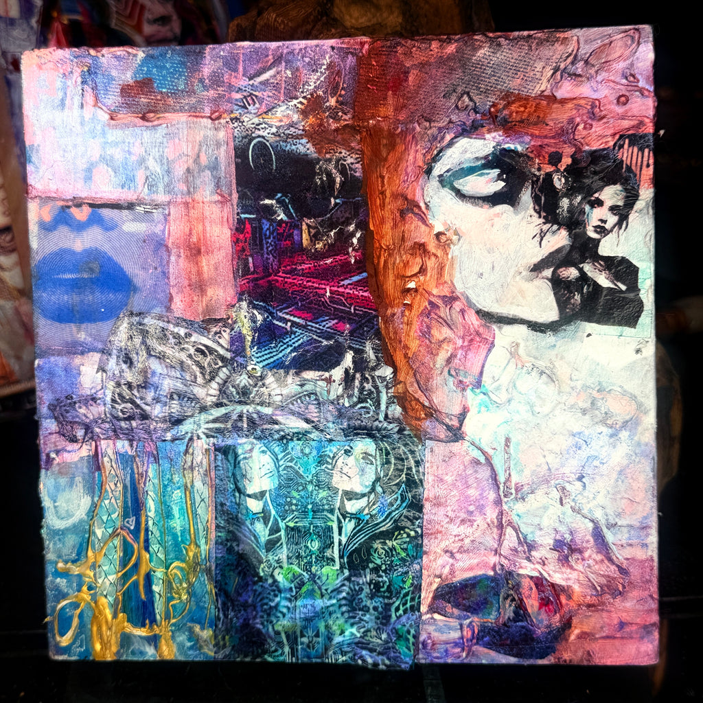 The Whisper Original Painting 6x6 Mixed Media Hand Embellished Print