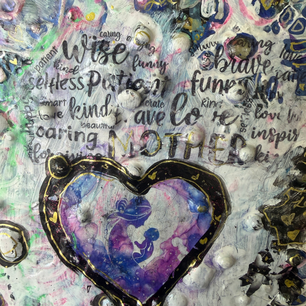 Original Mothers LOVE SERIES– 10x10 Wooden Mixed Media Artwork