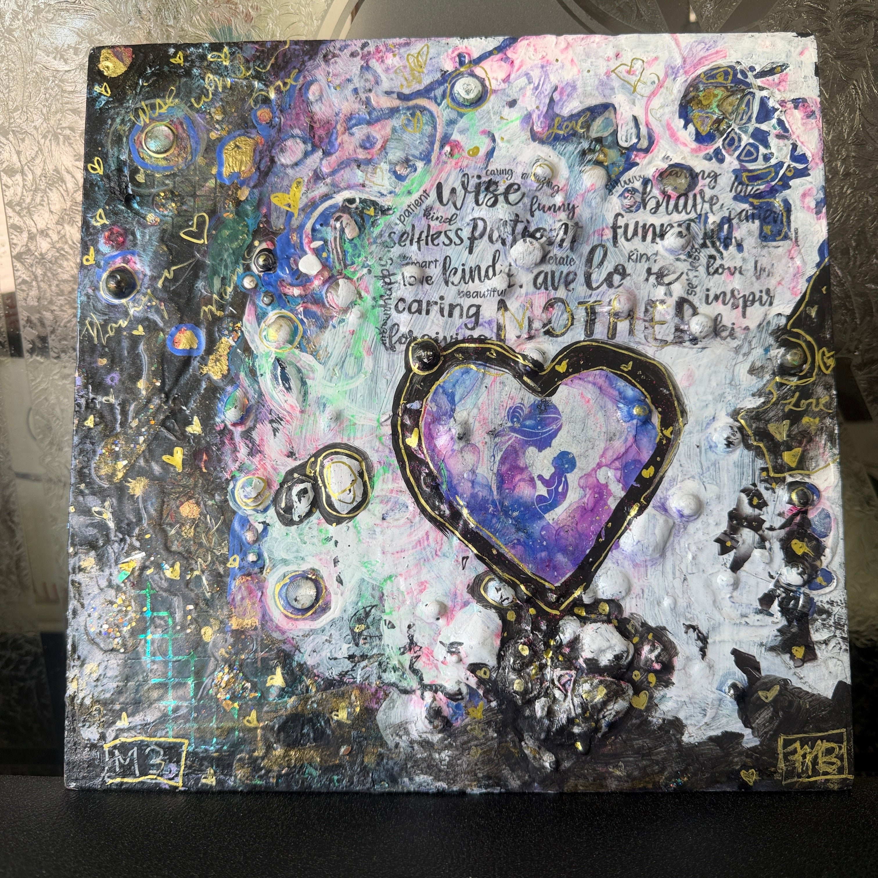 Original Mothers LOVE SERIES– 10x10 Wooden Mixed Media Artwork