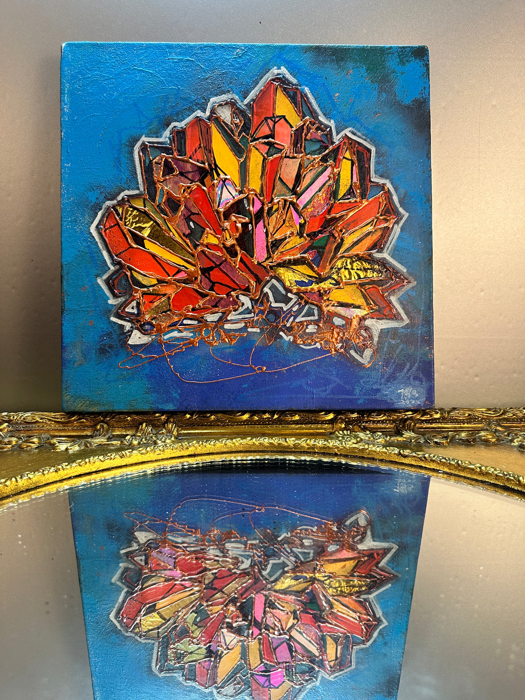 Crystal Bloom – 12x12 Original Mixed Media Canvas