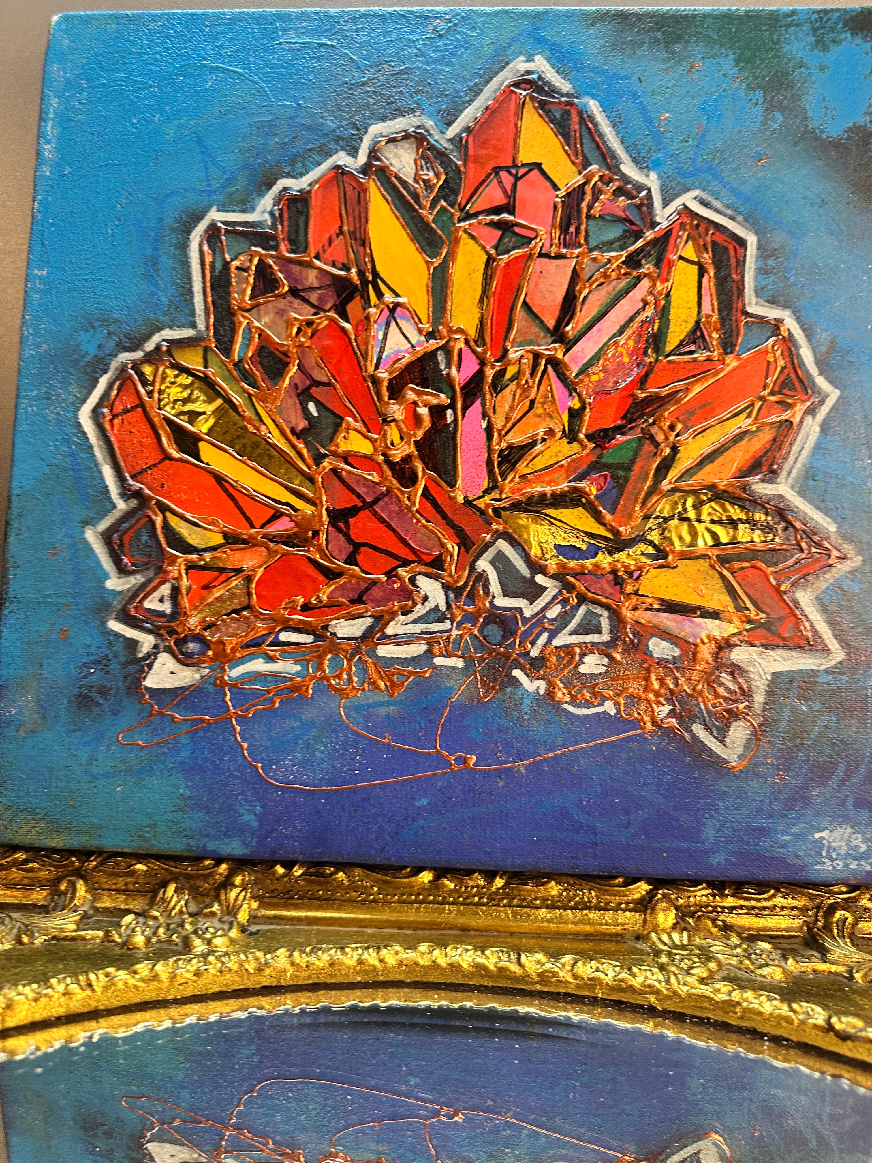 Crystal Bloom – 12x12 Original Mixed Media Canvas