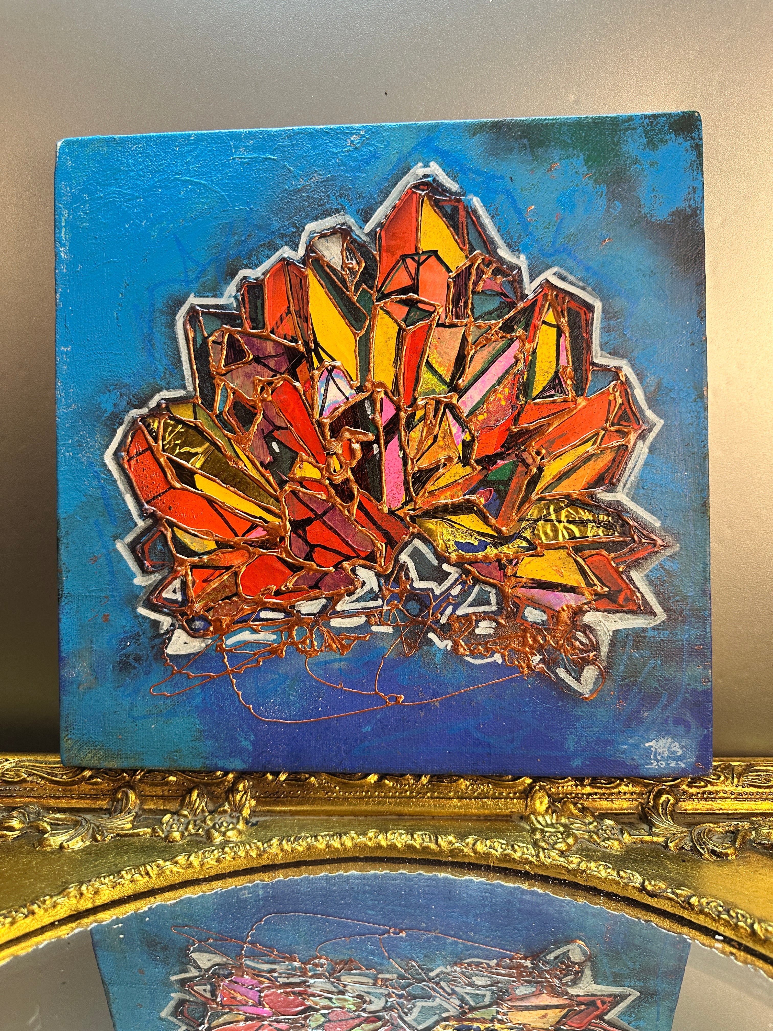 Crystal Bloom – 12x12 Original Mixed Media Canvas