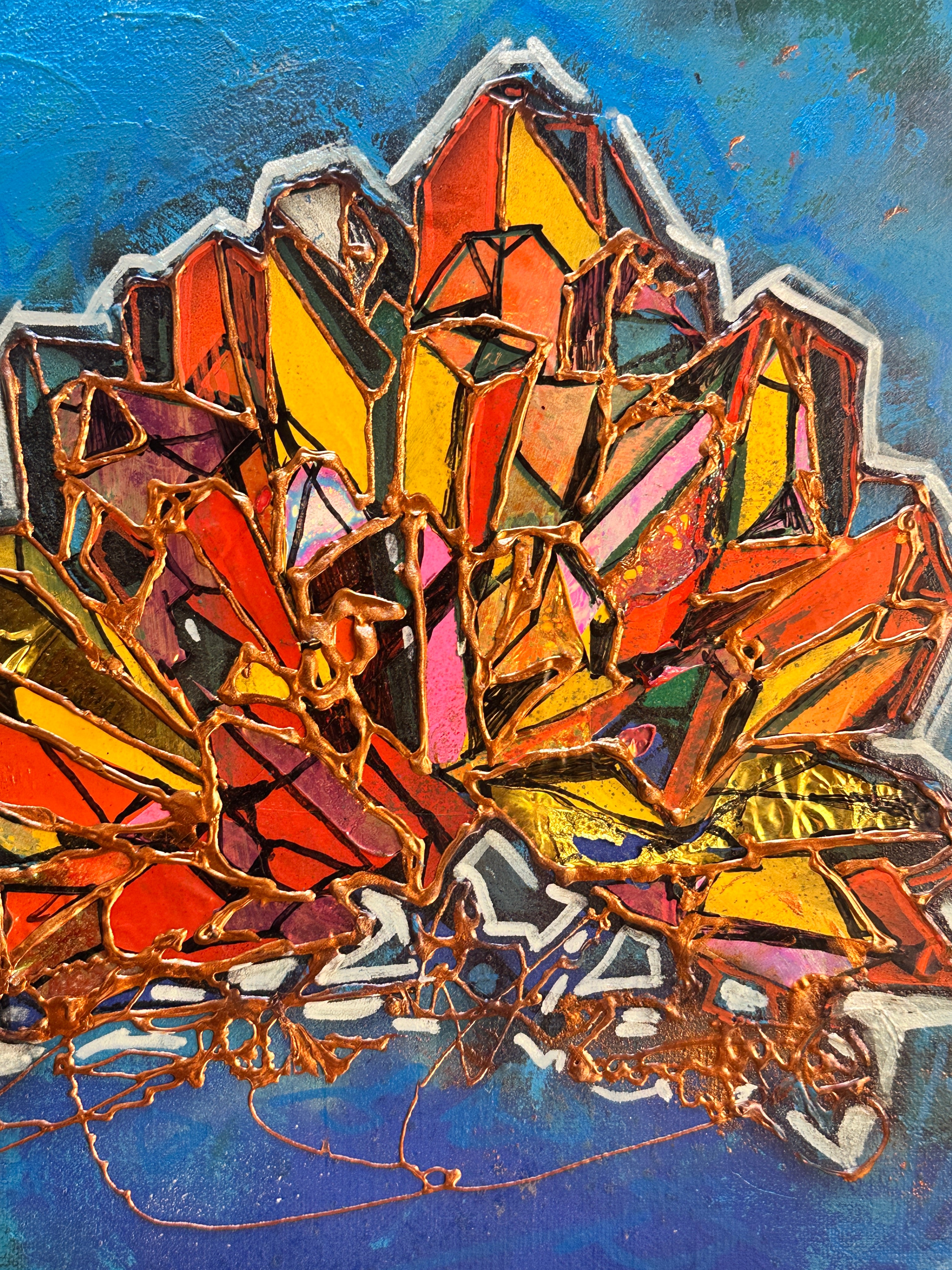 Crystal Bloom – 12x12 Original Mixed Media Canvas
