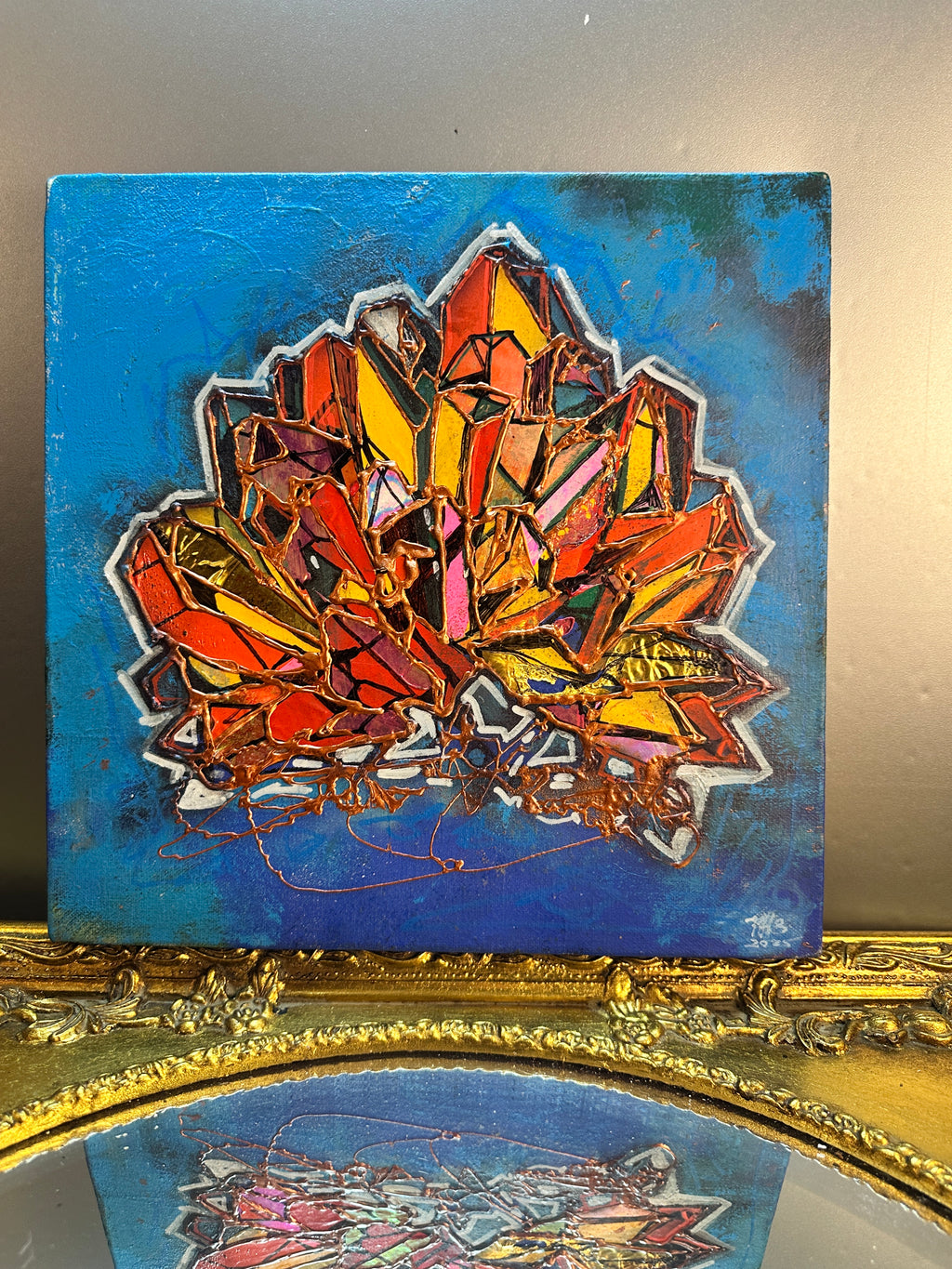 Crystal Bloom – 12x12 Original Mixed Media Canvas
