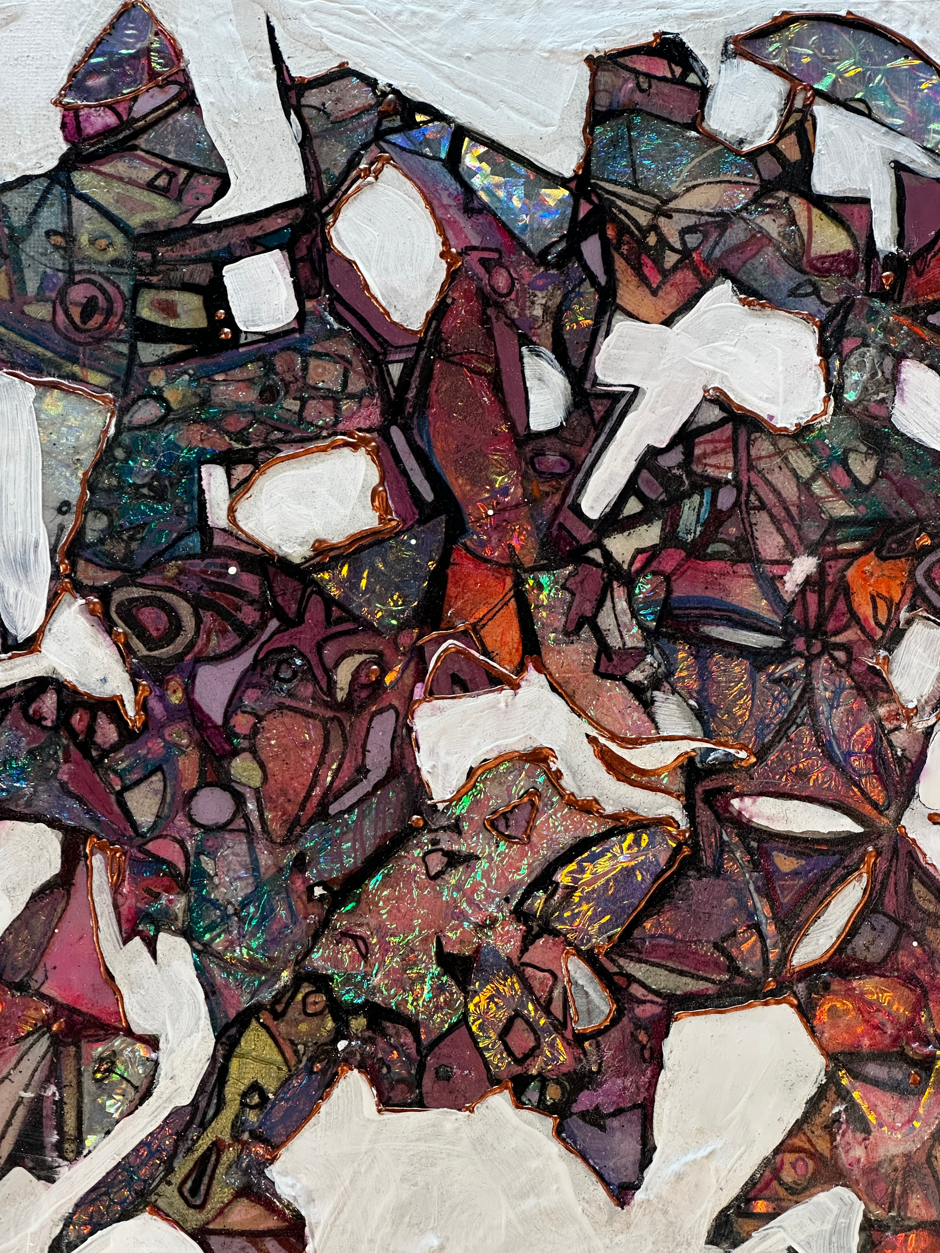 Abstract Crystal Cluster – 12x12 Original Mixed Media