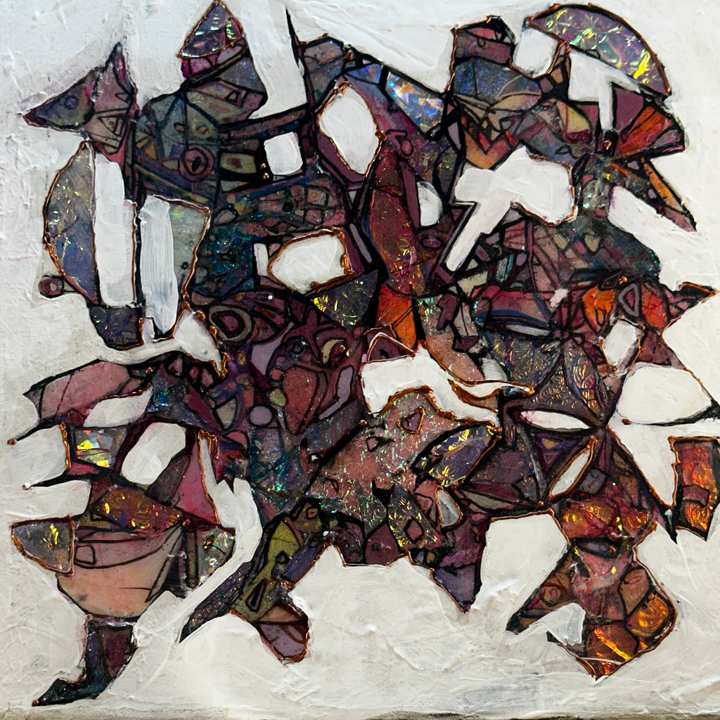 Abstract Crystal Cluster – 12x12 Original Mixed Media