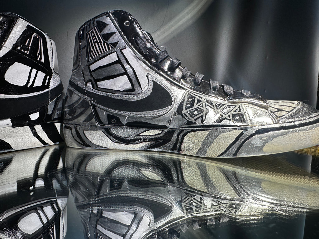 Custom Reflective Geometry Nike Blazer – US 7 – Hand-Altered by M3
