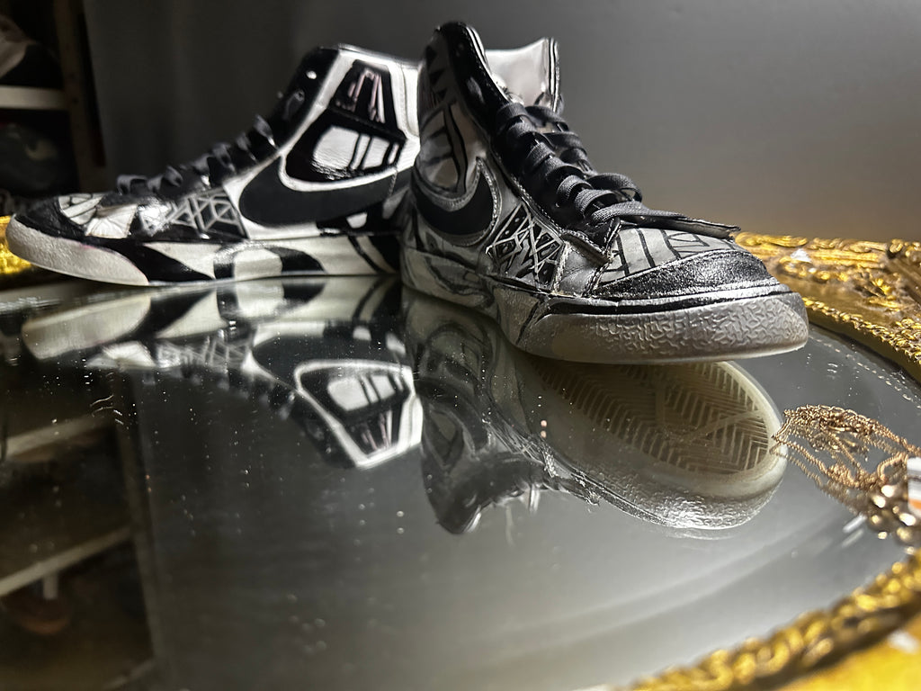 Custom Reflective Geometry Nike Blazer – US 7 – Hand-Altered by M3