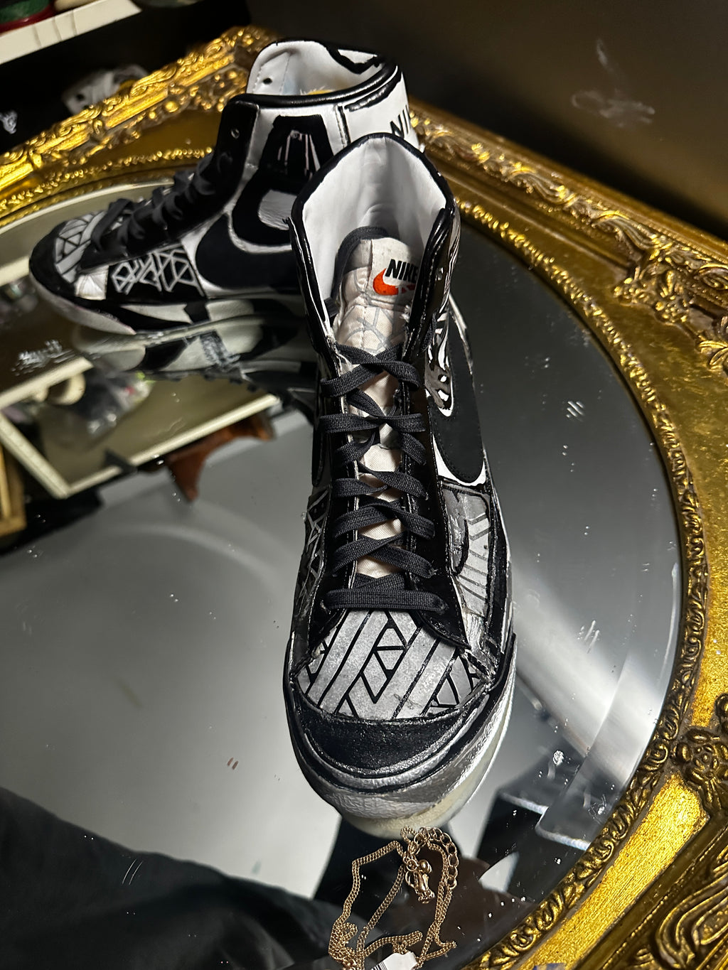 Custom Reflective Geometry Nike Blazer – US 7 – Hand-Altered by M3