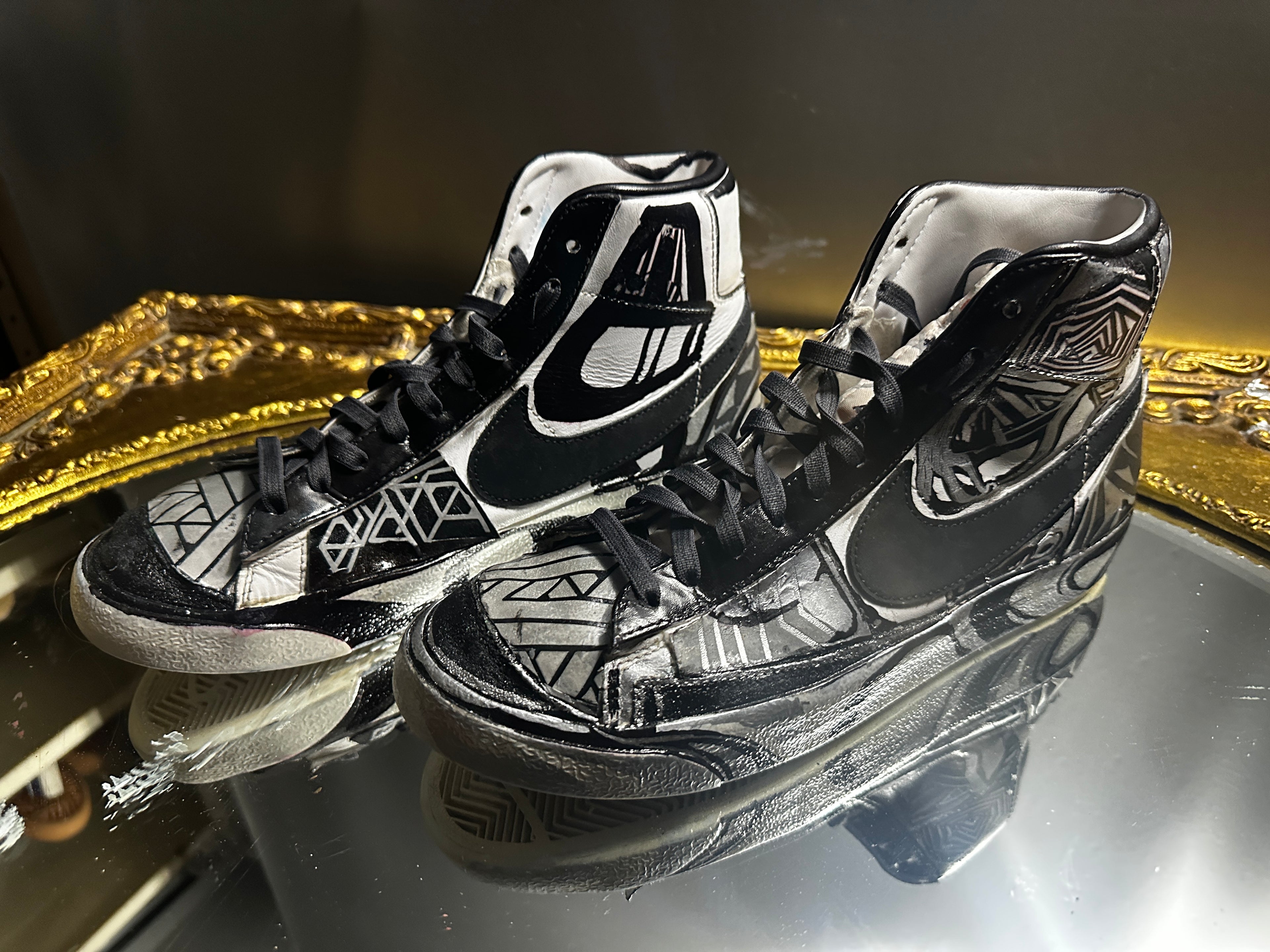 Custom Reflective Geometry Nike Blazer – US 7 – Hand-Altered by M3