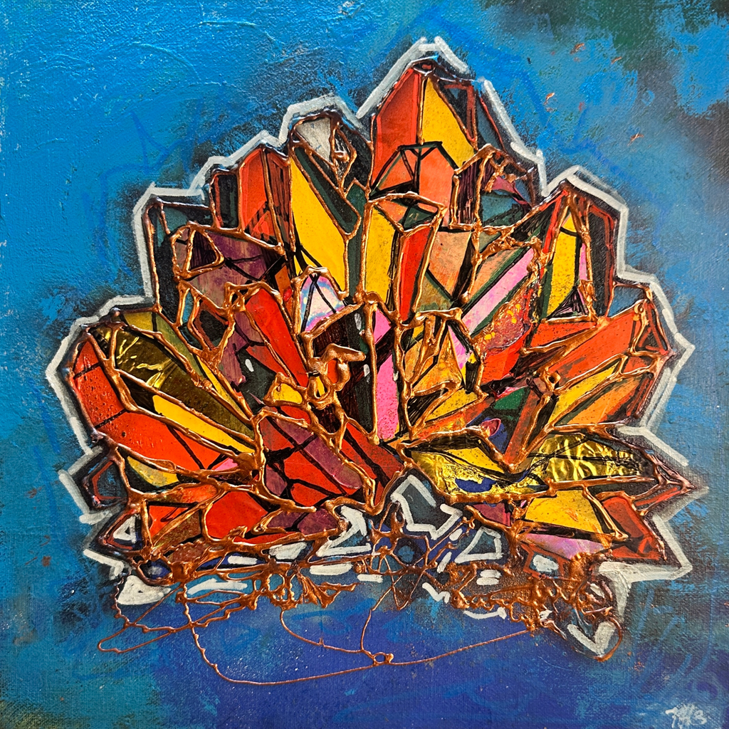 Crystal Bloom – 12x12 Original Mixed Media Canvas