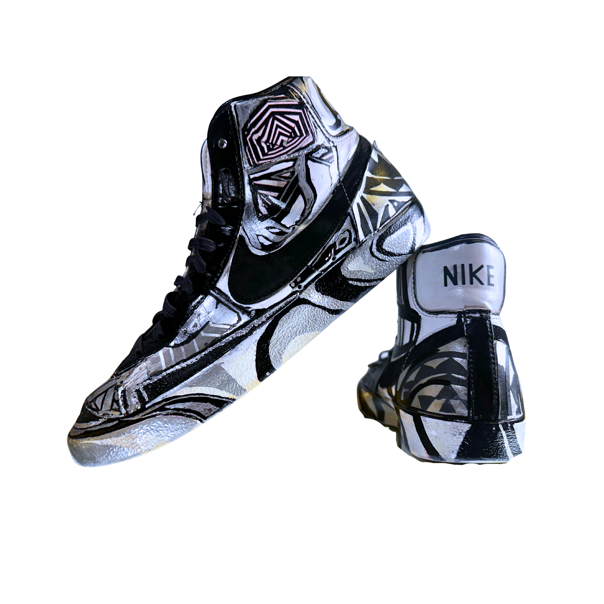 Custom Reflective Geometry Nike Blazer – US 7 – Hand-Altered by M3