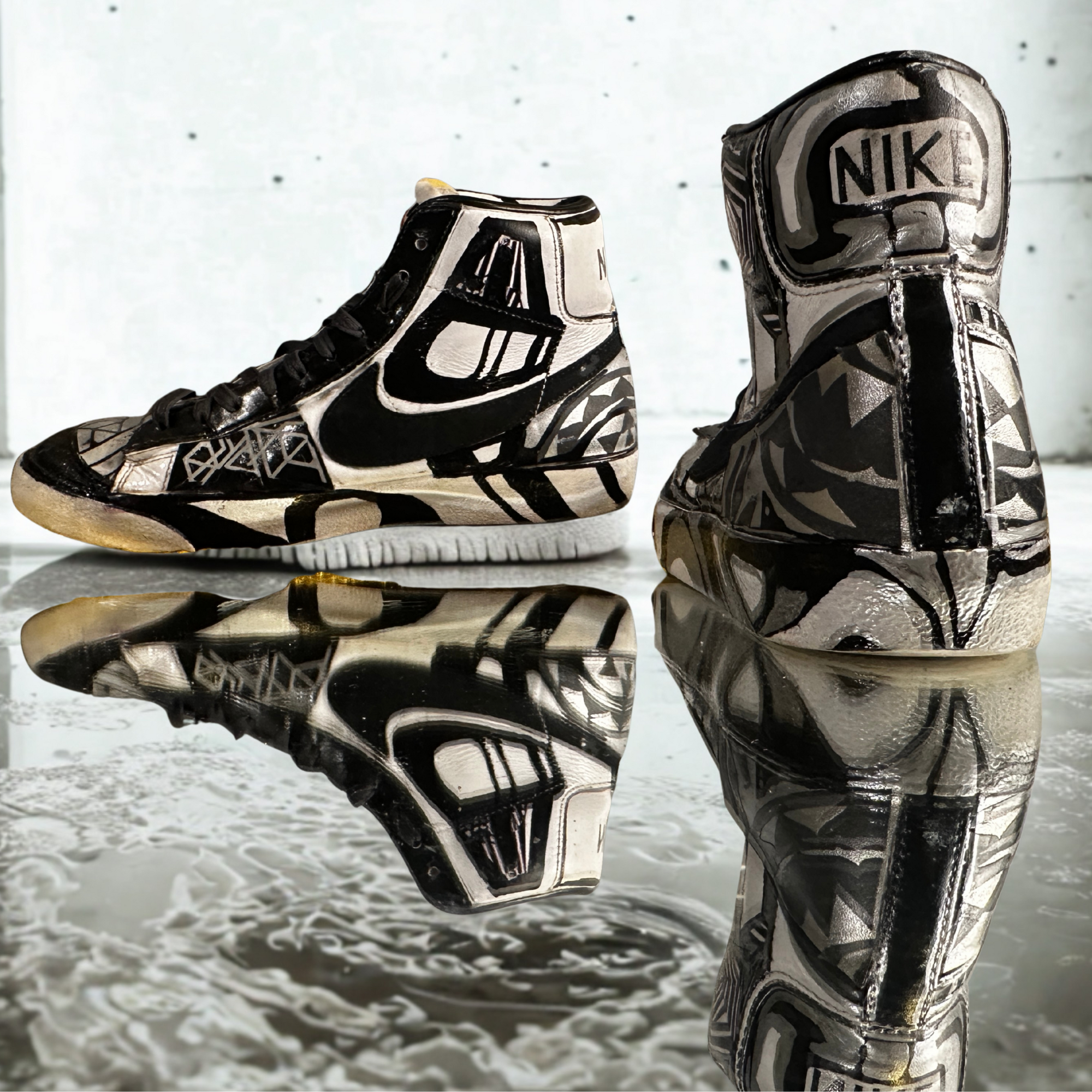 Custom Reflective Geometry Nike Blazer – US 7 – Hand-Altered by M3