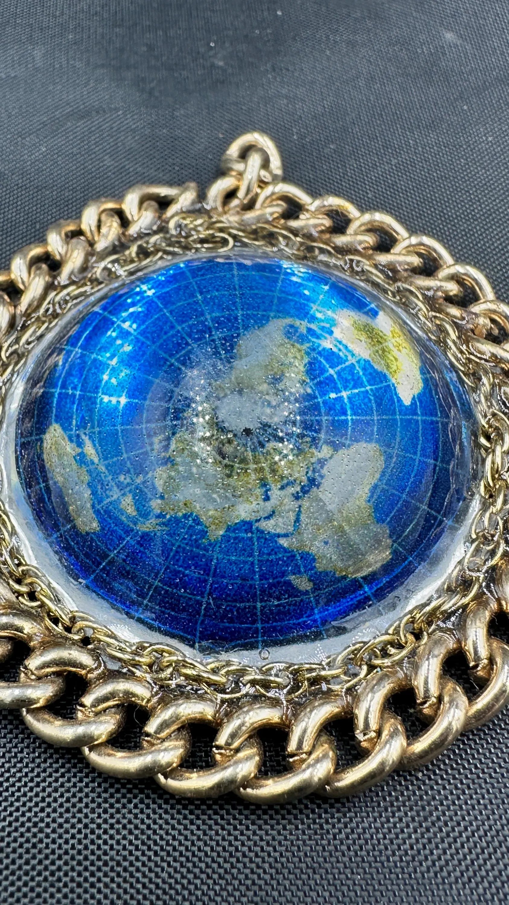 Handcrafted Flat Earth Pendant – Recycled Copper & Resin Art Necklace | Made-to-Order by Royal Filth Studio