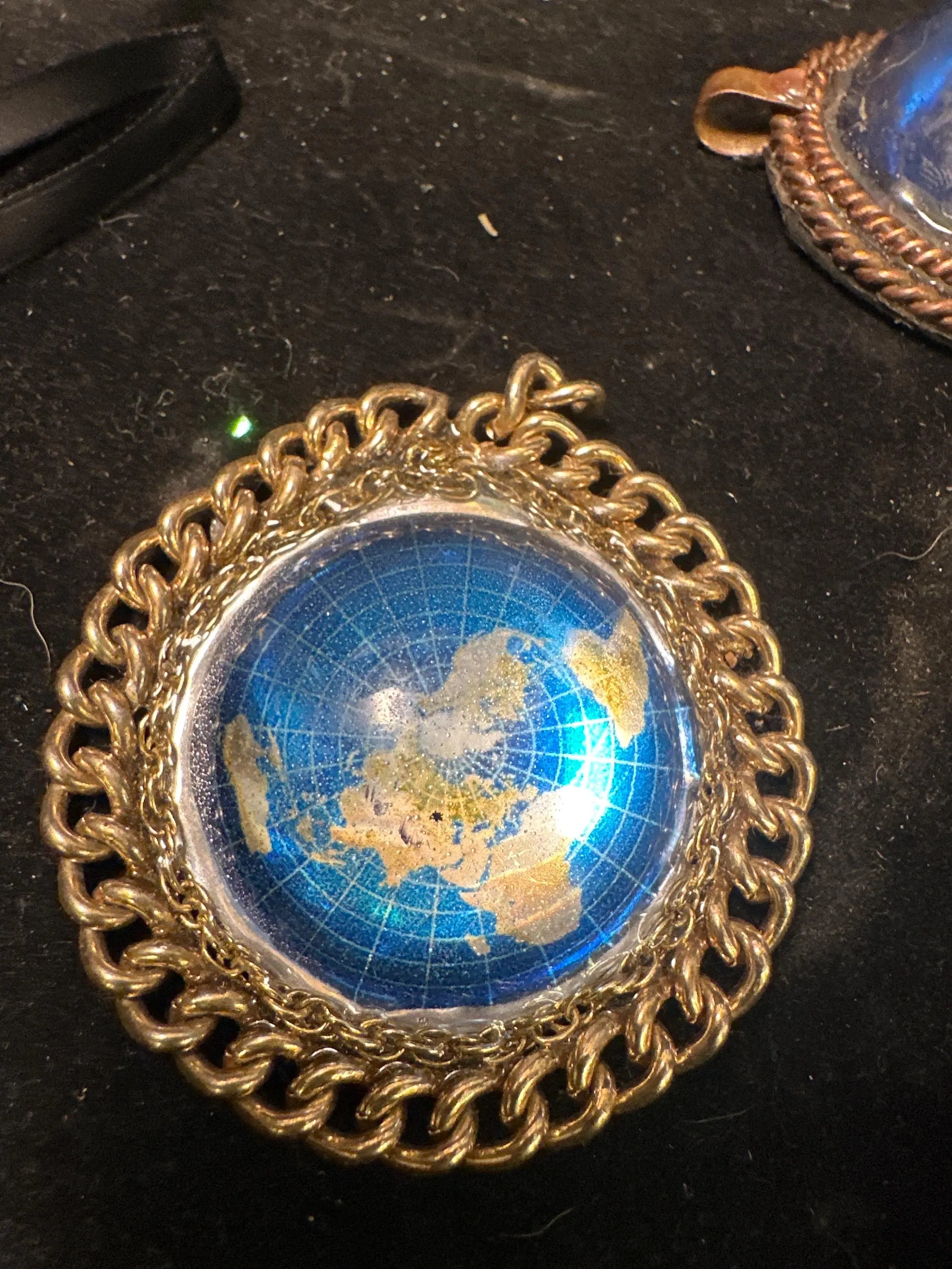 Handcrafted Flat Earth Pendant – Recycled Copper & Resin Art Necklace | Made-to-Order by Royal Filth Studio